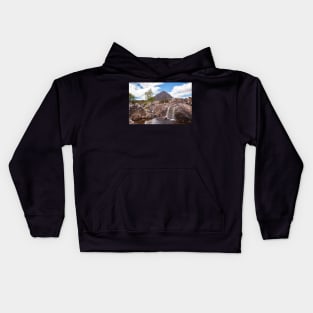 River Coupall falls beneath Buachaille Etive Mor Kids Hoodie